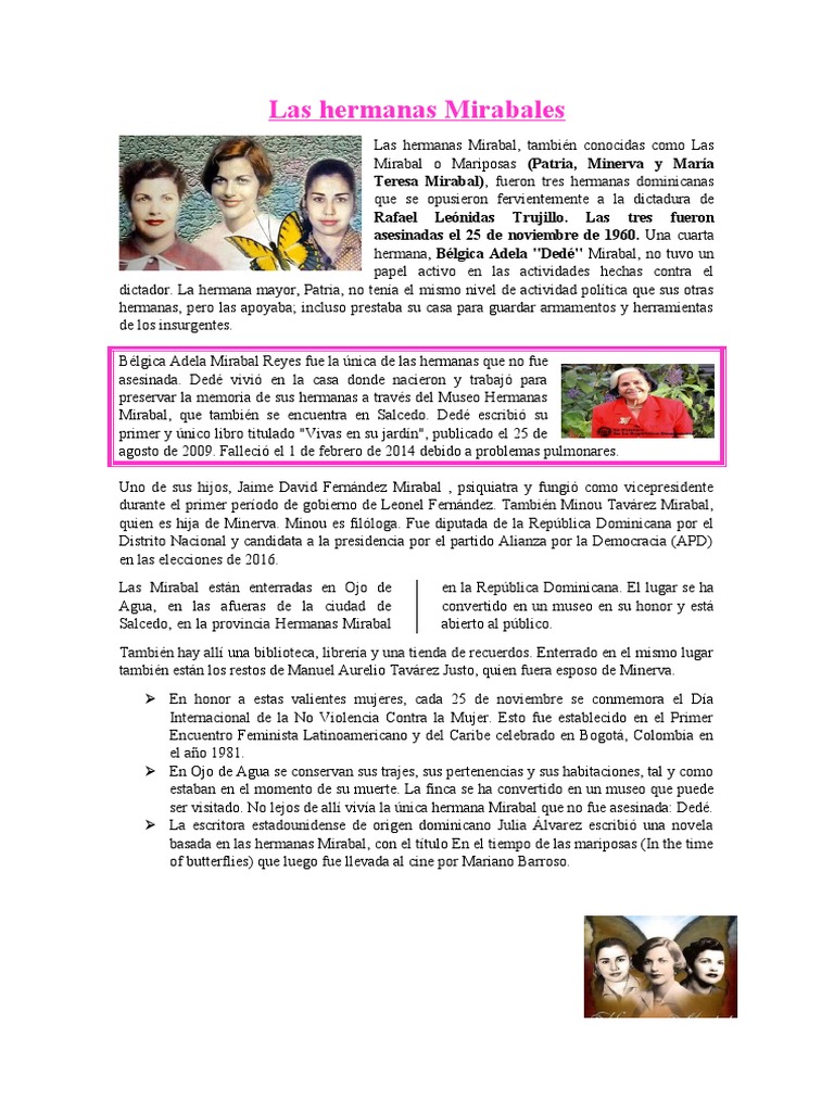 Hermanas Mirabal: Memoria y legado | PDF | República Dominicana
