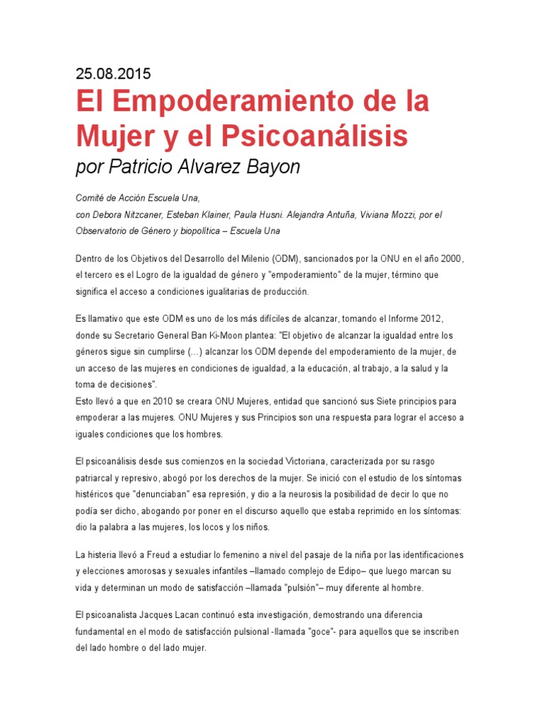 El Empoderamiento de La Mujer y El Psicoanálisis | PDF | Jacques Lacan ...