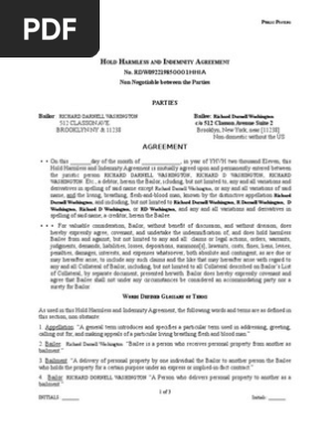 1-5b Hold Harmless and Indemnity Agreement -RDW092219850001HHIA