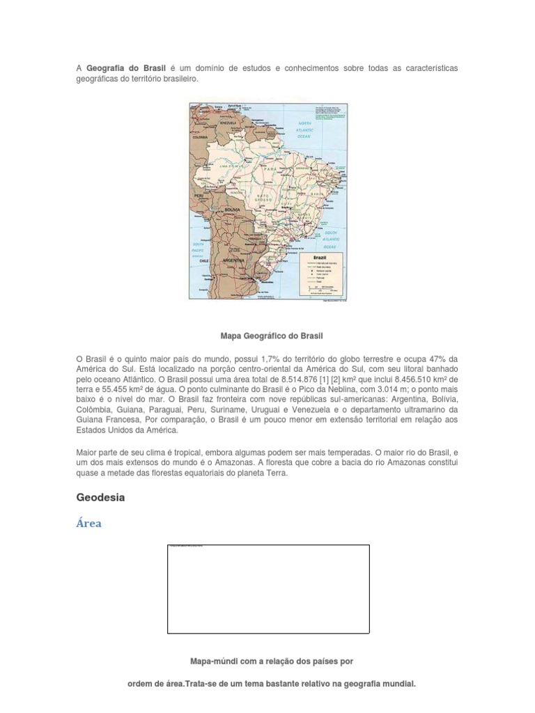 A Geografia Do Brasil É Um Domínio de Estudos e Conhecimentos Sobre ...