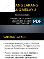 Pantang Larang & Adat Resam Orang Melayu