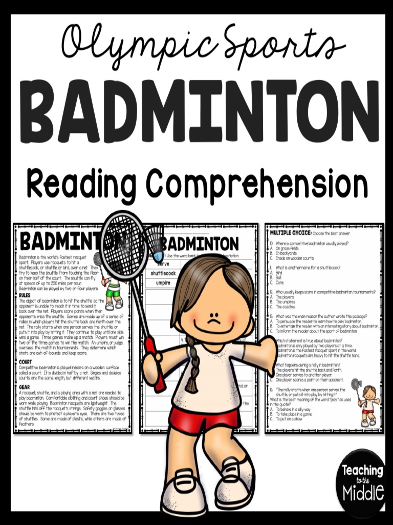 Demo Badminton Reading Comprehension Informational Worksheet Olympic