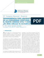 Transferencia Por Liquidación de La Comunidad Conyugal Ante El Nuevo Código Civil Y Comercial ¿Se Debe Adecuar La Normativa?