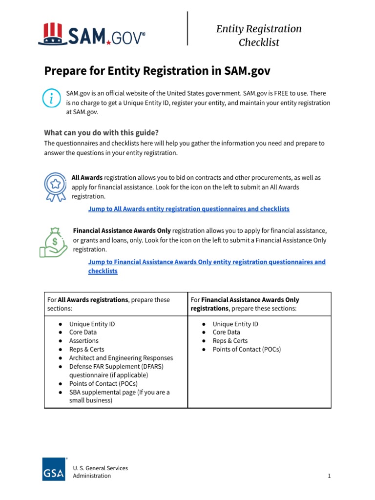 SAM.gov Entity Registration Checklist | PDF | Employment | Email Spam
