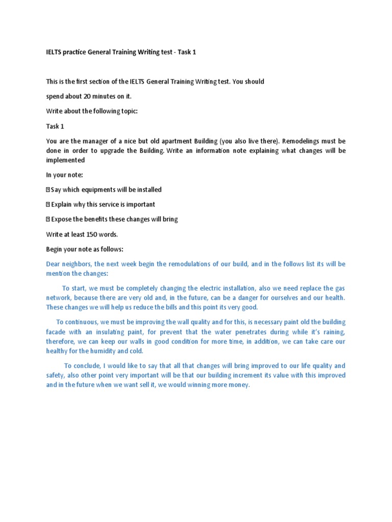 Ielts Practice General Training Writing Test Task 2