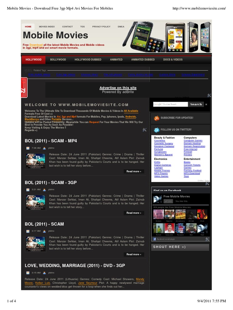 Mobile Movies Download Free 3gp Mp4 Avi Movies for Mobiles I Phone Mobile Phones