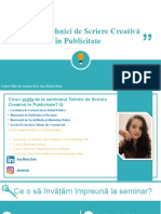 Seminar Tehnici de Scriere Creativă În Publicitate: Cadru Didactic Asociat Drd. Ana-Maria Ruiu