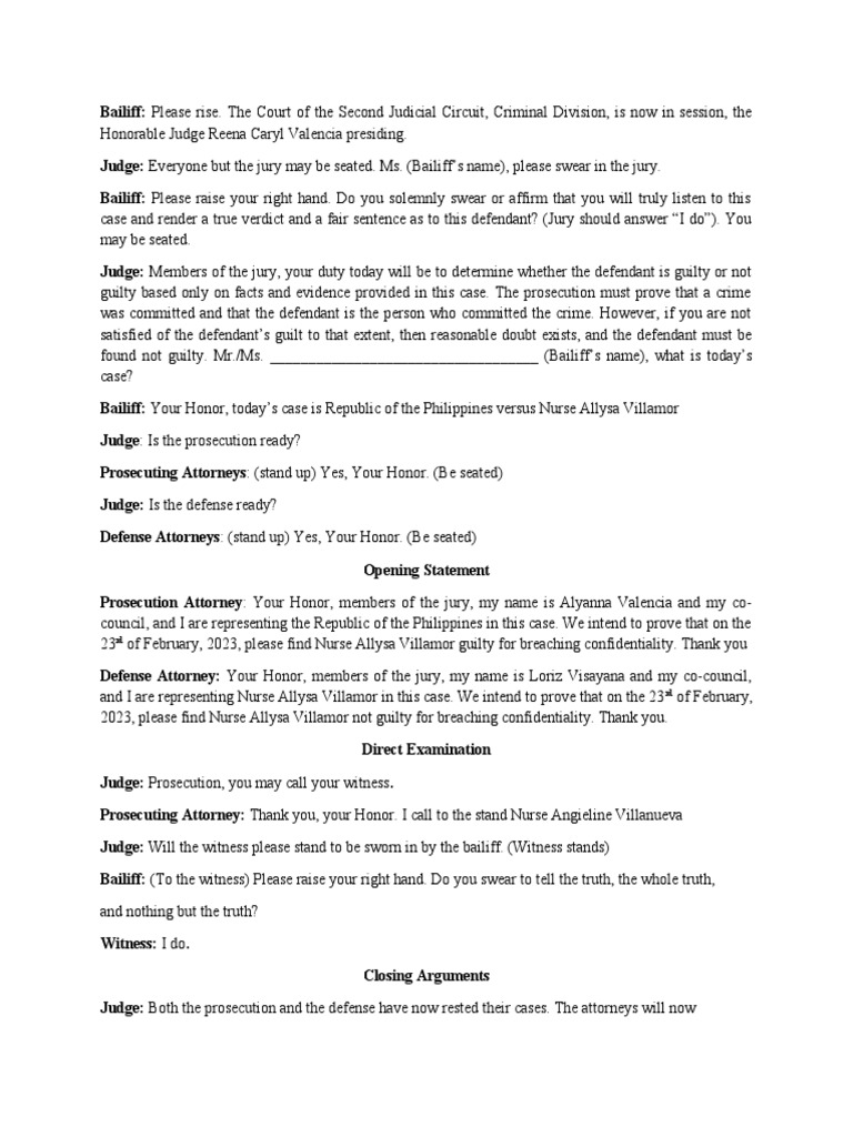 Bailiff PDF Prosecutor Reasonable Doubt