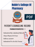 Bhupal Noble'S College of Pharmacy: Patient'S Counseling Record