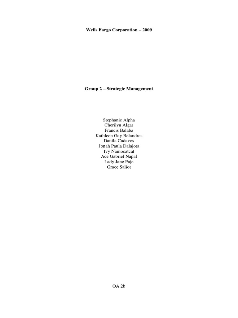 Wells Fargo Case Study PDF Wells Fargo Wachovia