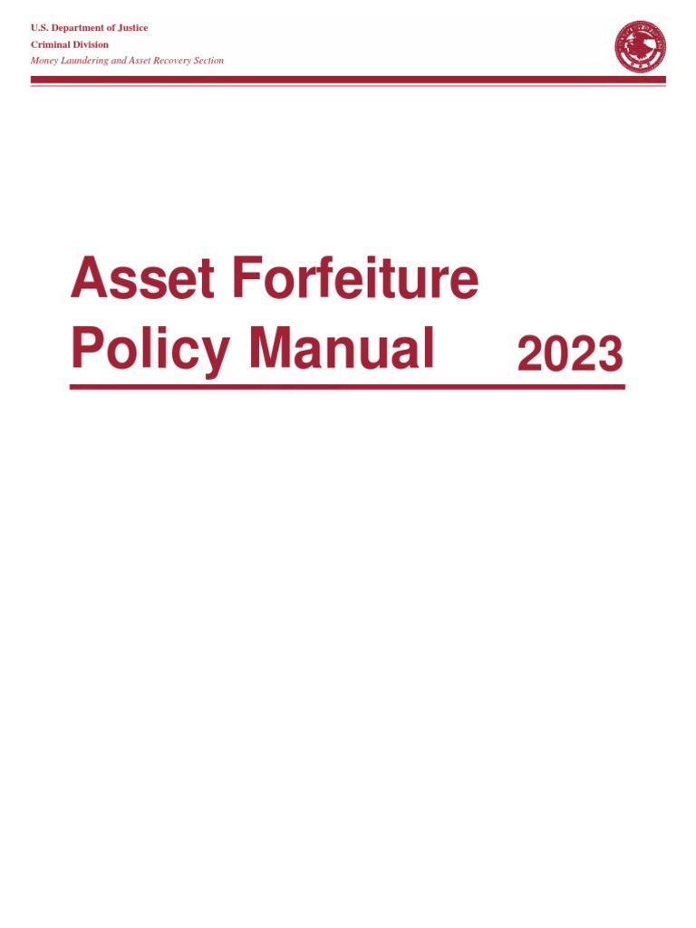 Asset Forfeiture Policy Manual 2023 PDF Asset Forfeiture United
