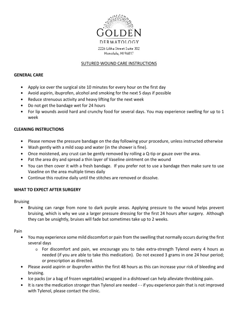 Post-Surgery Wound Care Instructions | PDF | Wound | Bleeding