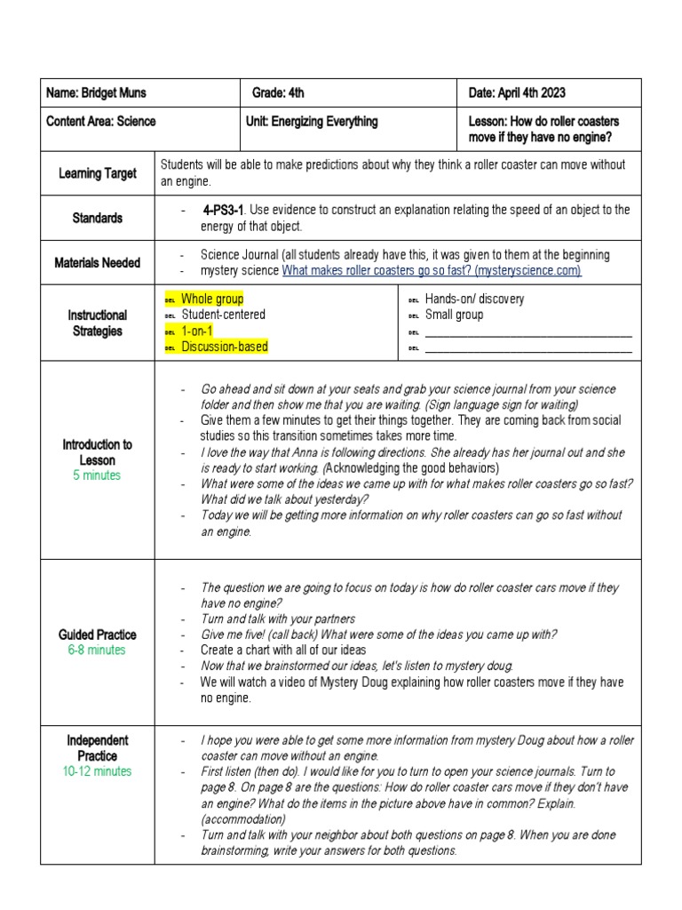 Observation Lesson Plan 3 1 | PDF | Science | Lesson Plan