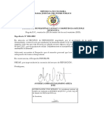 Republica de Colombia Rama Judicial Del Poder Público: Inadmisible La Demanda"