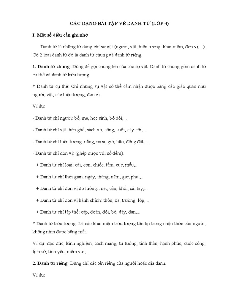 Bai tap ve danh tu lop 4 pdf