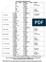 Eucharistic Ministers Rota September 11 to November 11