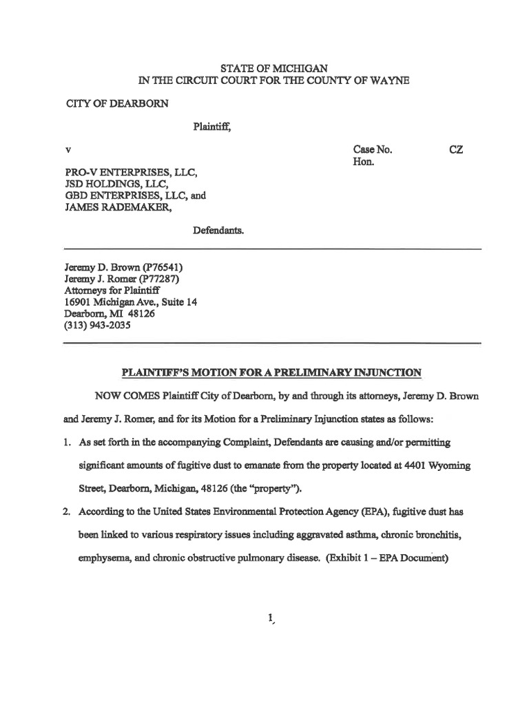 Motion For A Preliminary Injunction Pro-V | PDF