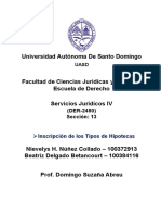 Universidad Autónoma de Santo Domingo: Inscripción de Los Tipos de Hipotecas