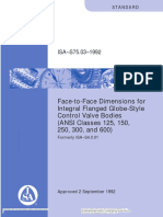 Face-to-Face Dimensions For Integral Flanged Globe-Style Control Valve Bodies (ANSI Classes 125, 150, 250, 300, and 600)