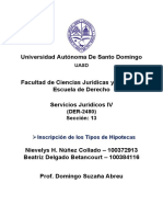 Universidad Autónoma de Santo Domingo: Inscripción de Los Tipos de Hipotecas
