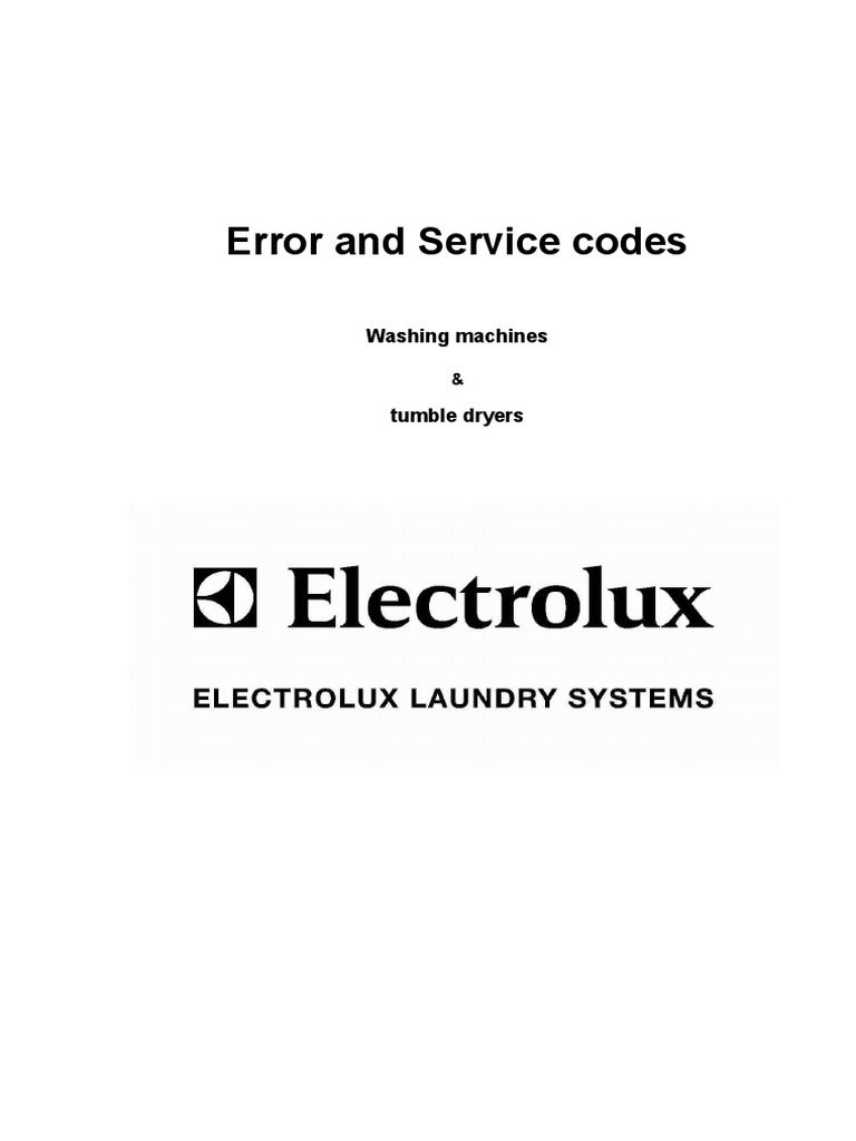 Error Codes For Electrolux PDF Thermostat Electric Motor