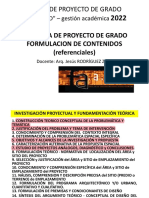 Contenido Referencial de Memoria, Taller D, Proyectos de Grado