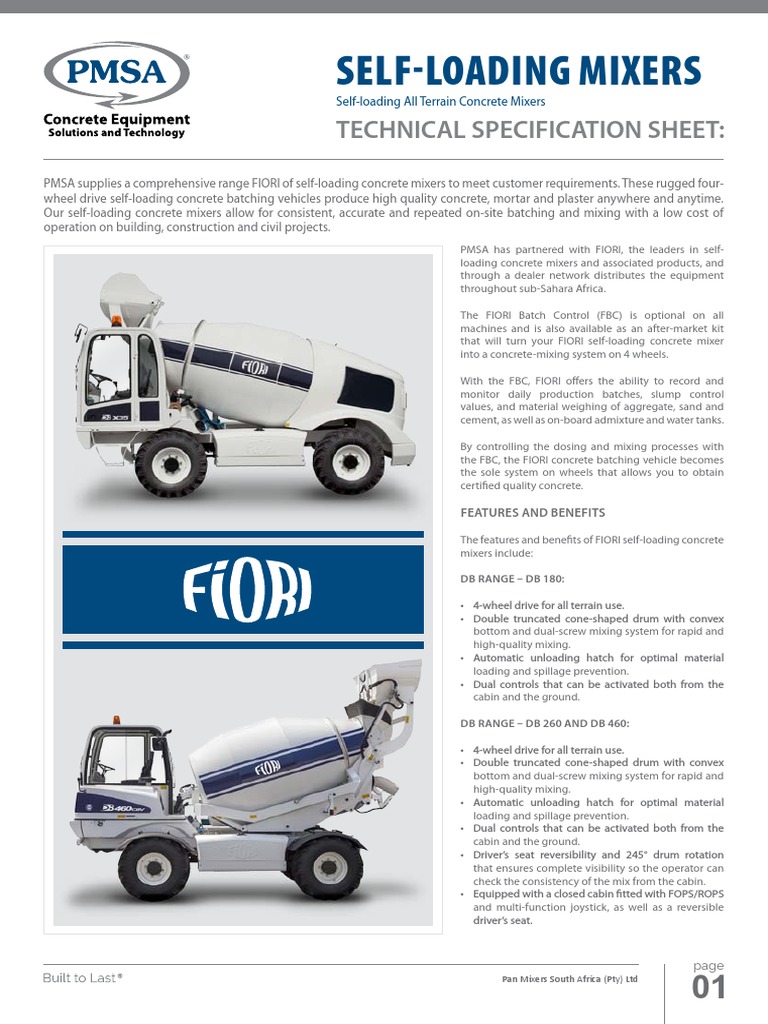 SelfLoading Mixers Technical Specification Sheet Download Free PDF