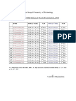 Schedule of Odd Semester Examination 2011