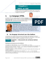 I. Le Langage HTML: Chapitre 1 HMTL Et Css