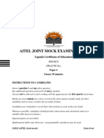Aitel Joint Mock Examinations: 535/4 Physics (Practical) Paper 4 July/Aug. 2022 2 Hours