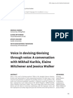 Voice in Devising/devising Through Voice: A Conversation With Mikhail Karikis, Elaine Mitchener and Jessica Walker