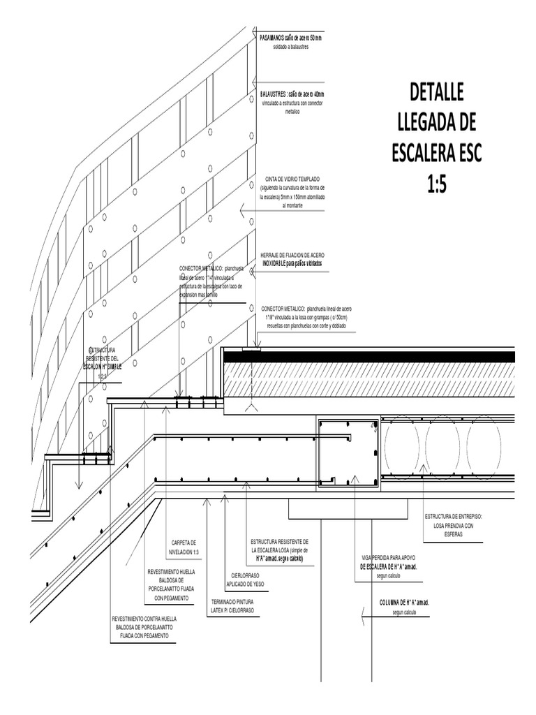 Detalle Llegada Escalera H A | PDF | Ingeniería de Edificación ...