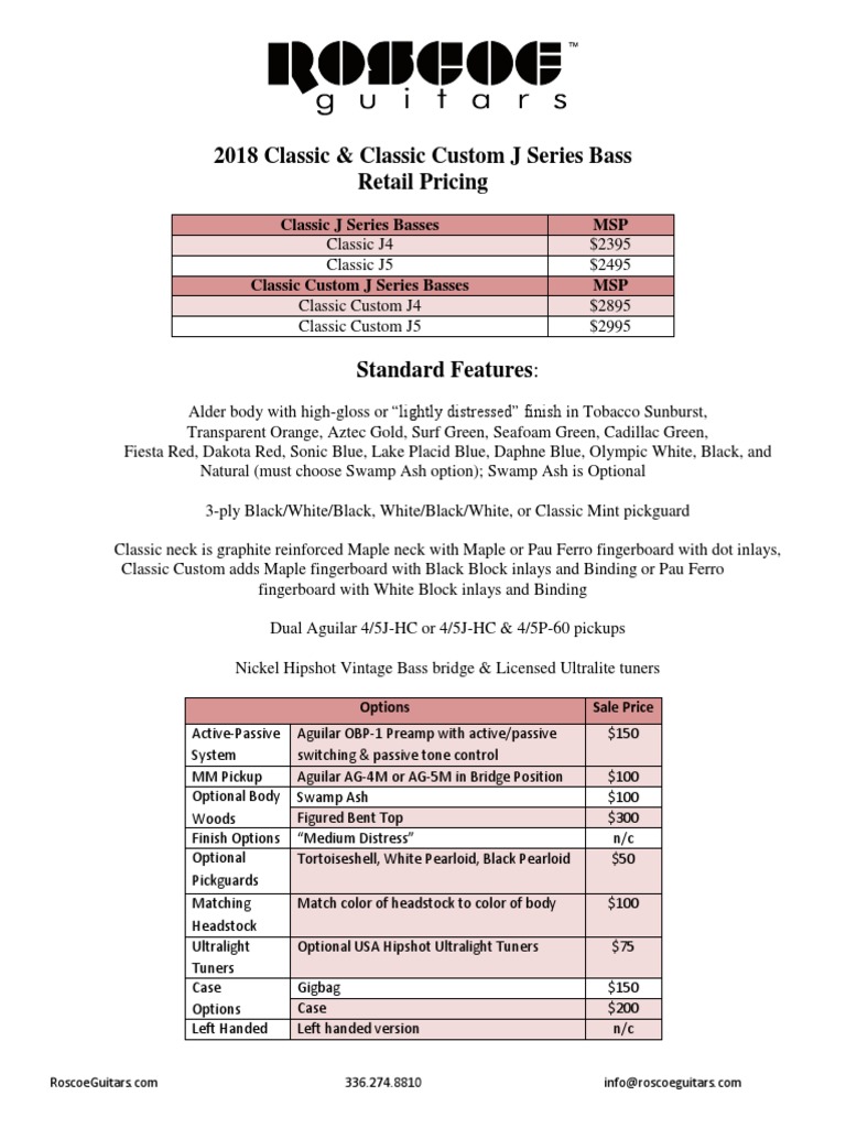 2018 Classic & Classic Custom J series Retail.v1 PDF Guitars