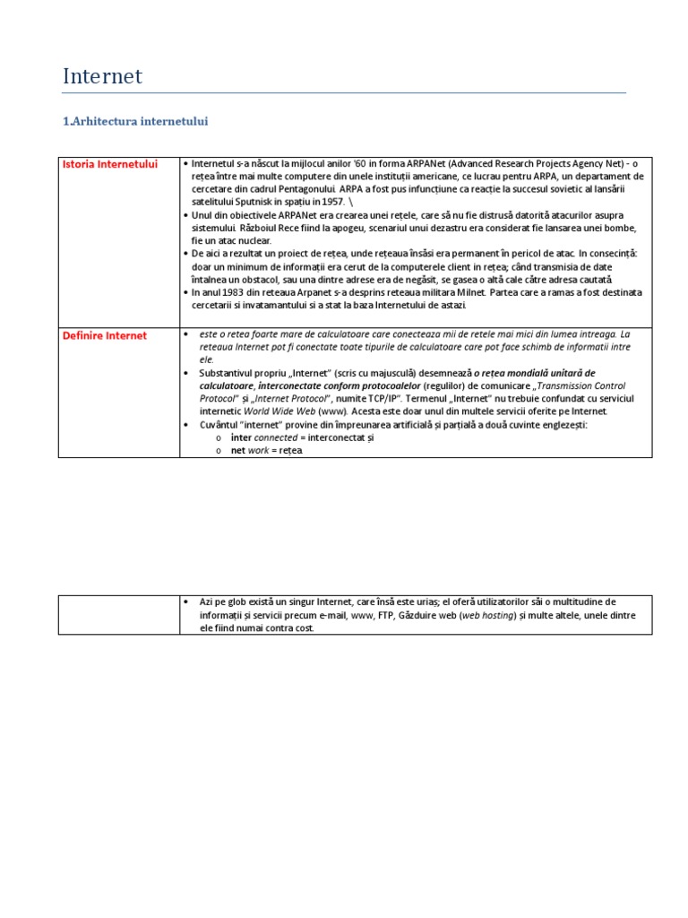 Internet: 1.arhitectura Internetului | PDF