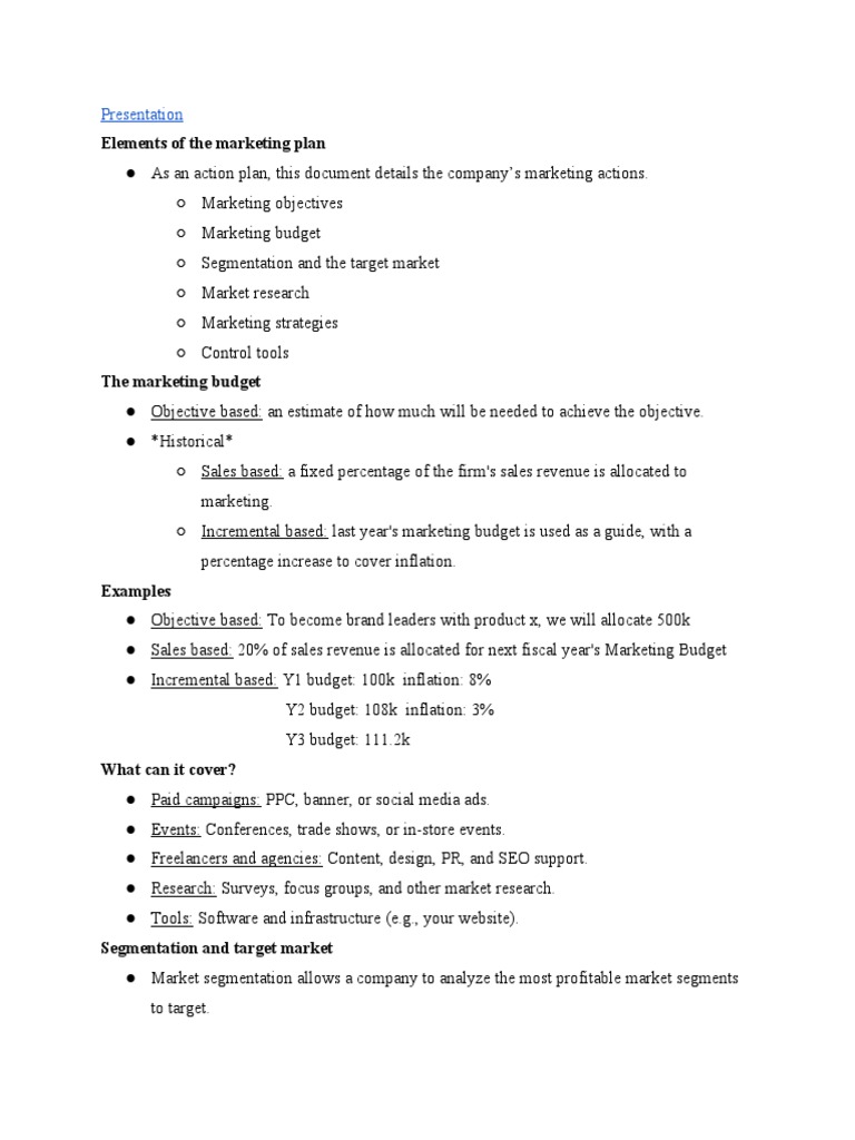 Marketing Plan Pdf For Students