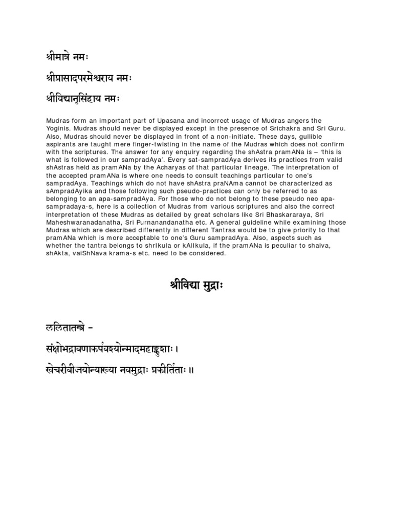 Srividya Mudra | PDF