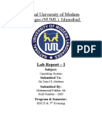 NUML Lab Report on Operating Systems