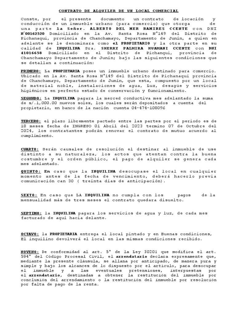 Contrato de alquiler de local nuevo recuperado autom ticamente pdf