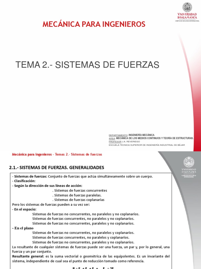 Tema 2 Sistemas De Fuerzas Pdf Vector Euclidiano Rotación
