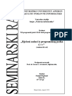 Rješeni Zadaci Iz Programskog Jezika C++": Panevropski Univerzitet Apeiron Fakultet Poslovne Informatike