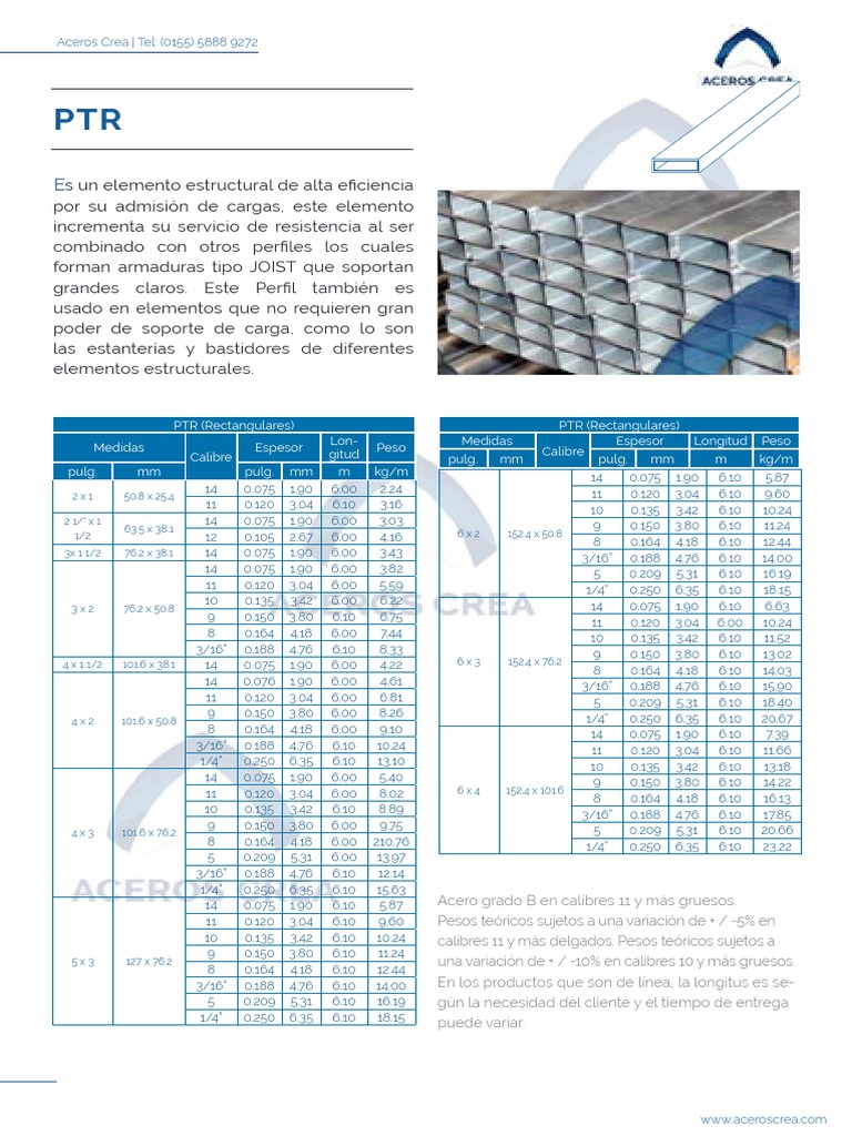 Medidas y Calibres de PTR | PDF