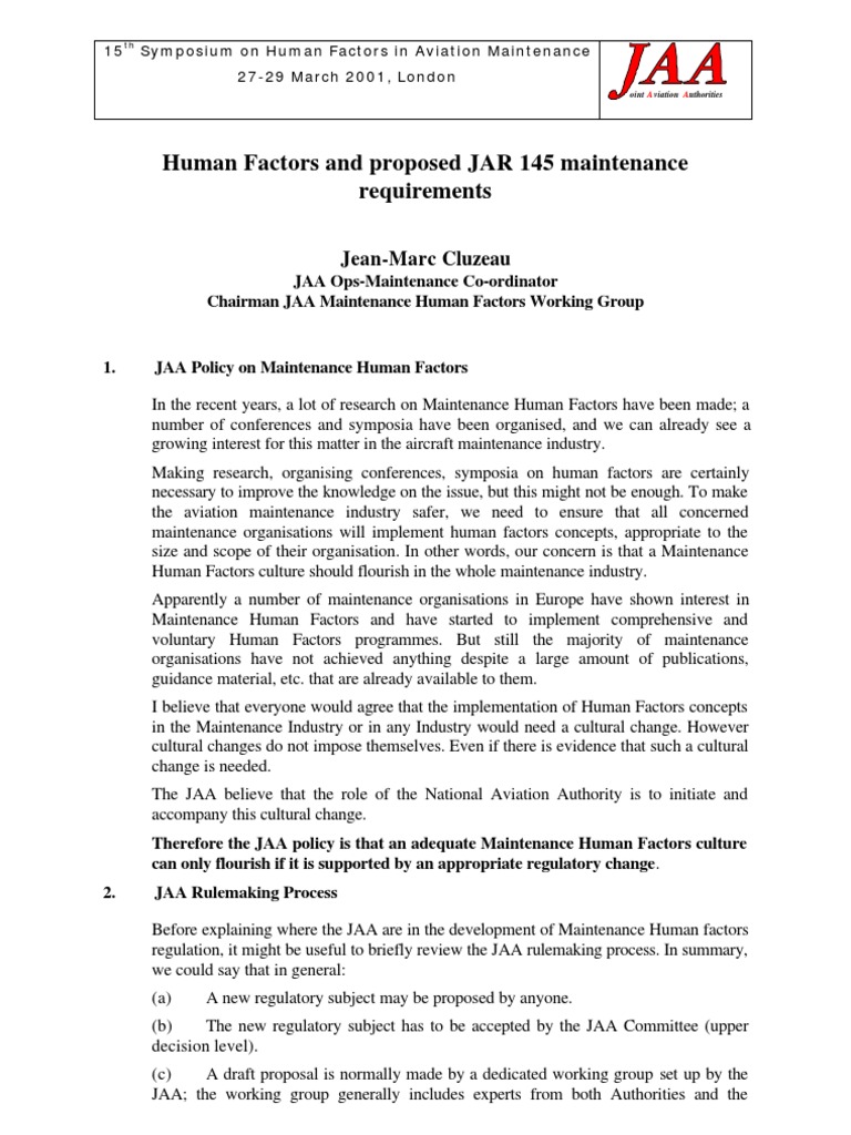 Jaa HF | PDF | Human Factors And Ergonomics | Safety
