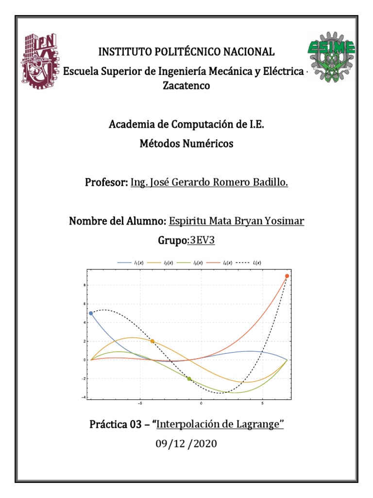 Interpolación de Lagrange en Métodos Numéricos | PDF | Análisis ...