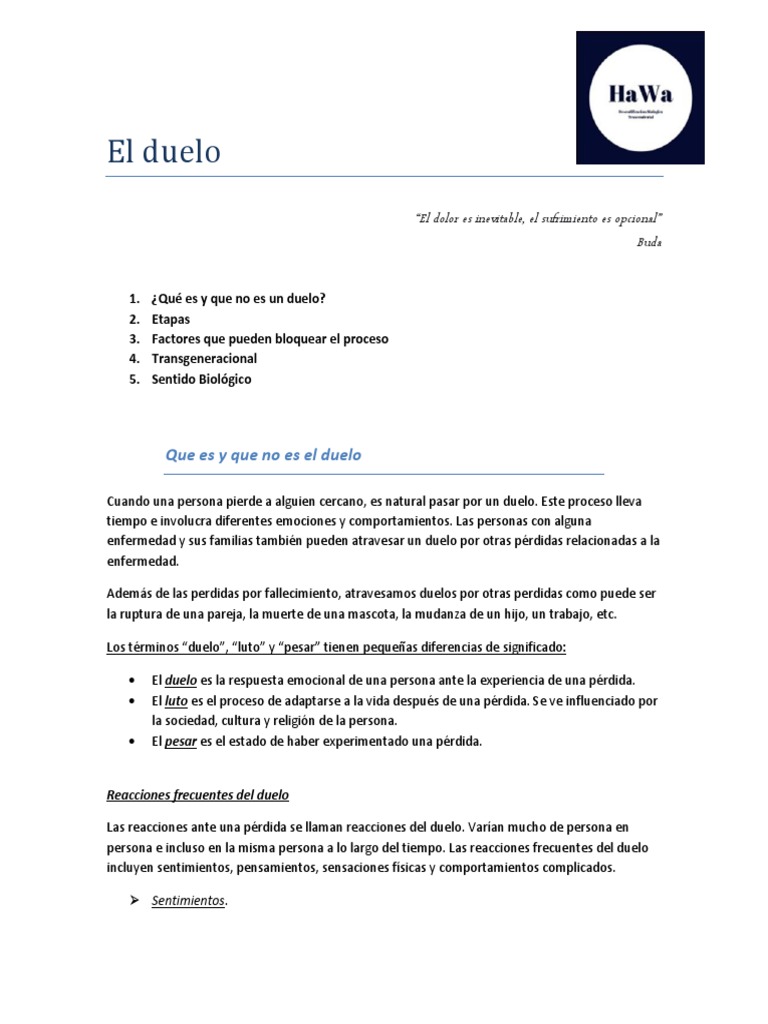 Etapas y manejo del duelo emocional | PDF | Dolor | Las emociones