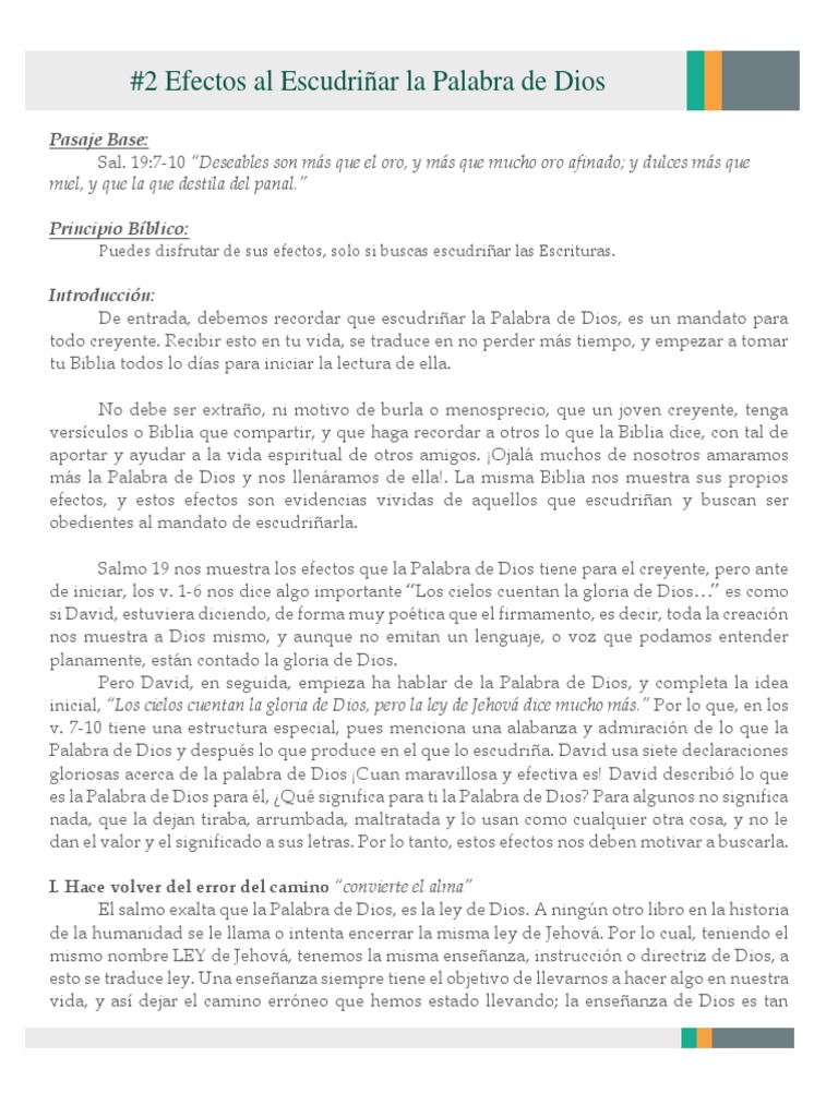 Efectos de Escudriñar la Palabra de Dios | PDF | Dios | Biblia
