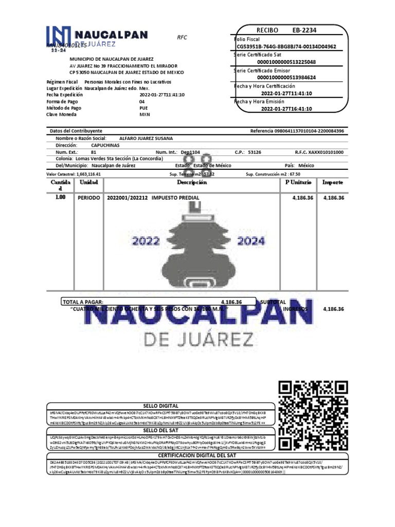 Boleta Predial Naucalpan 2022 PDF