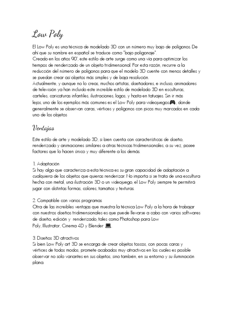 Introducción al Modelado Low Poly | PDF | modelado 3D | Minimalismo