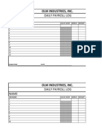 Daily Payroll Log Name: Olm Industries, Inc