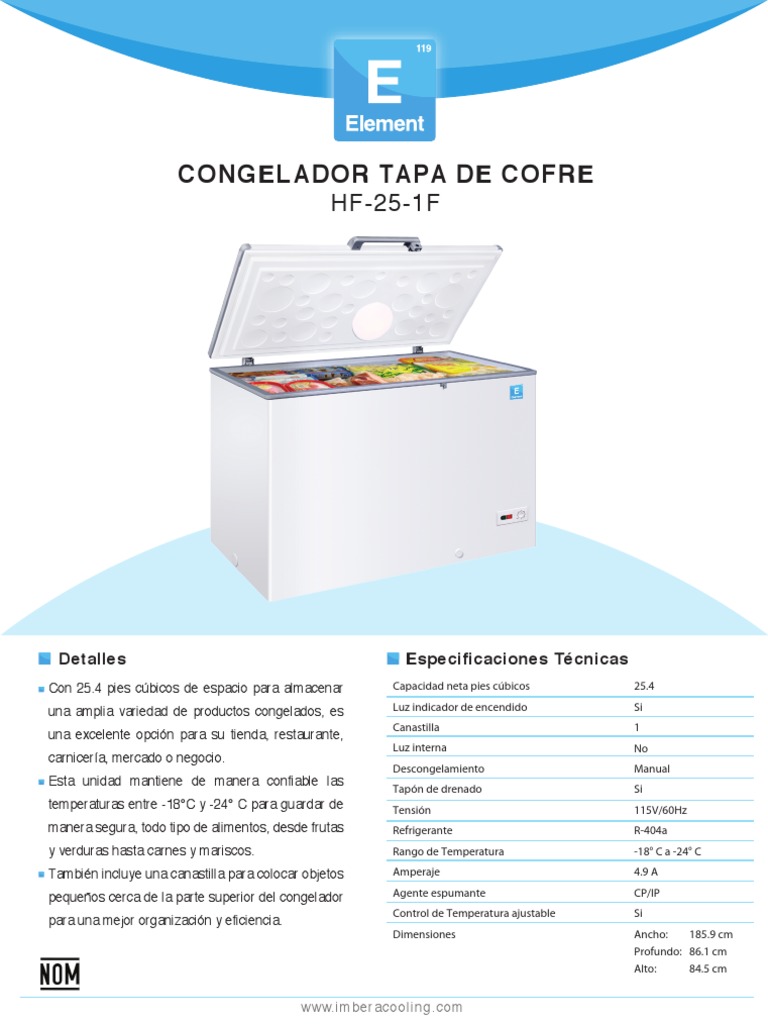 Congelador HF-25: Especificaciones Técnicas | PDF