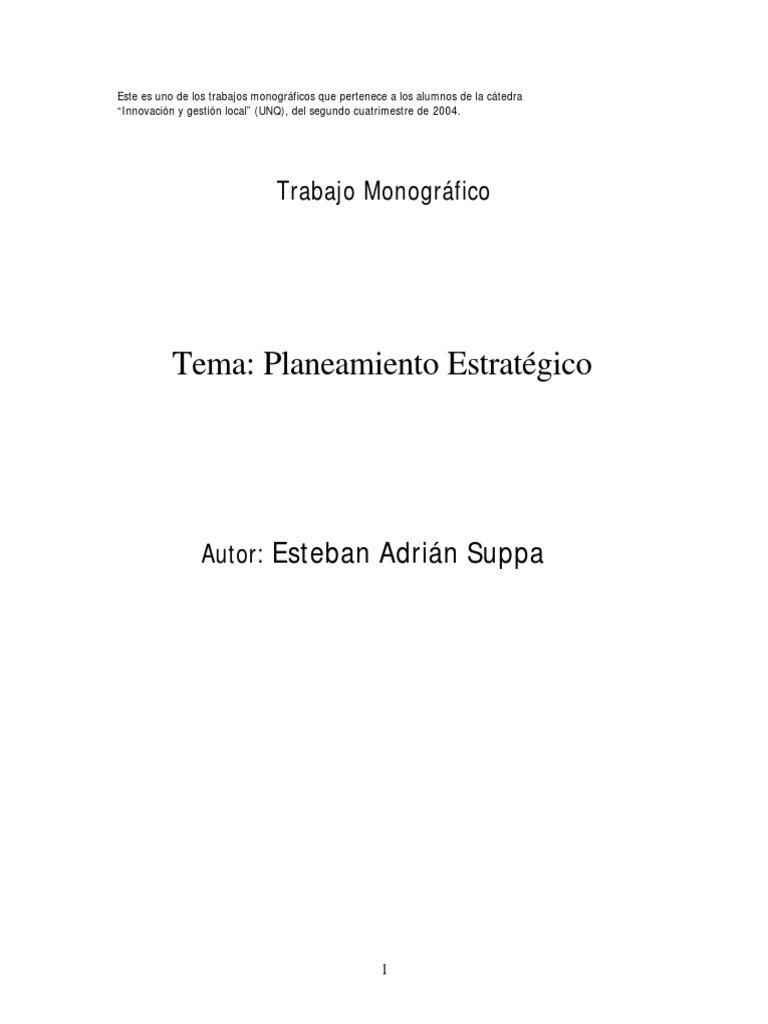 Planeamiento Estrategico Pdf Planificación Planificación Estratégica